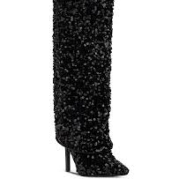 INC International Concept Skylar Fold Over Cuffed Knee High Sequin Boot NIB 10.5 - Picture 3 of 17